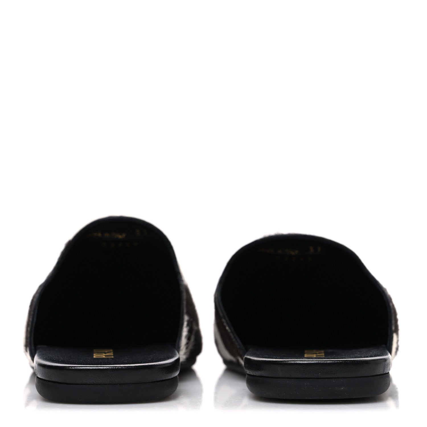 Prada Calf Hair Stampata Cow Loafer Mules 37 White Moro 1873690