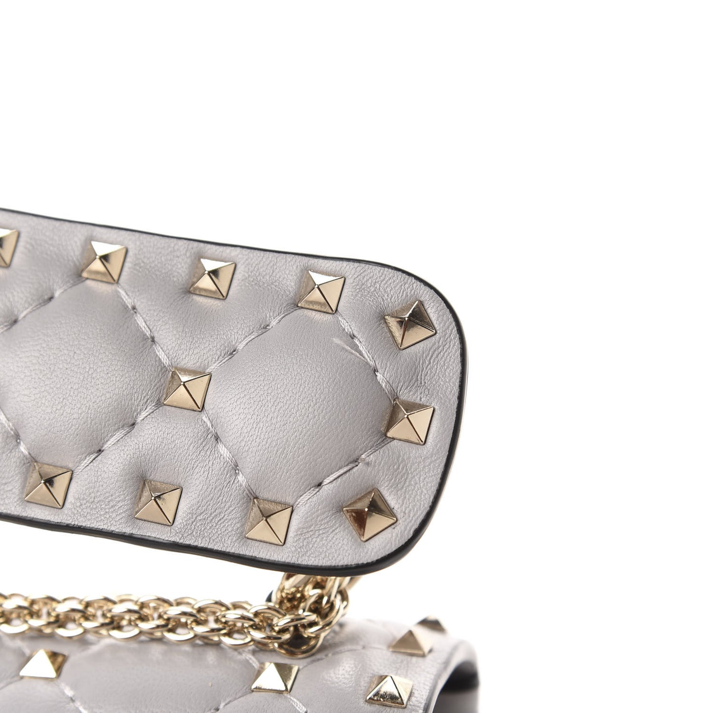 Nappa Medium Rockstud Spike Shoulder Bag Grey