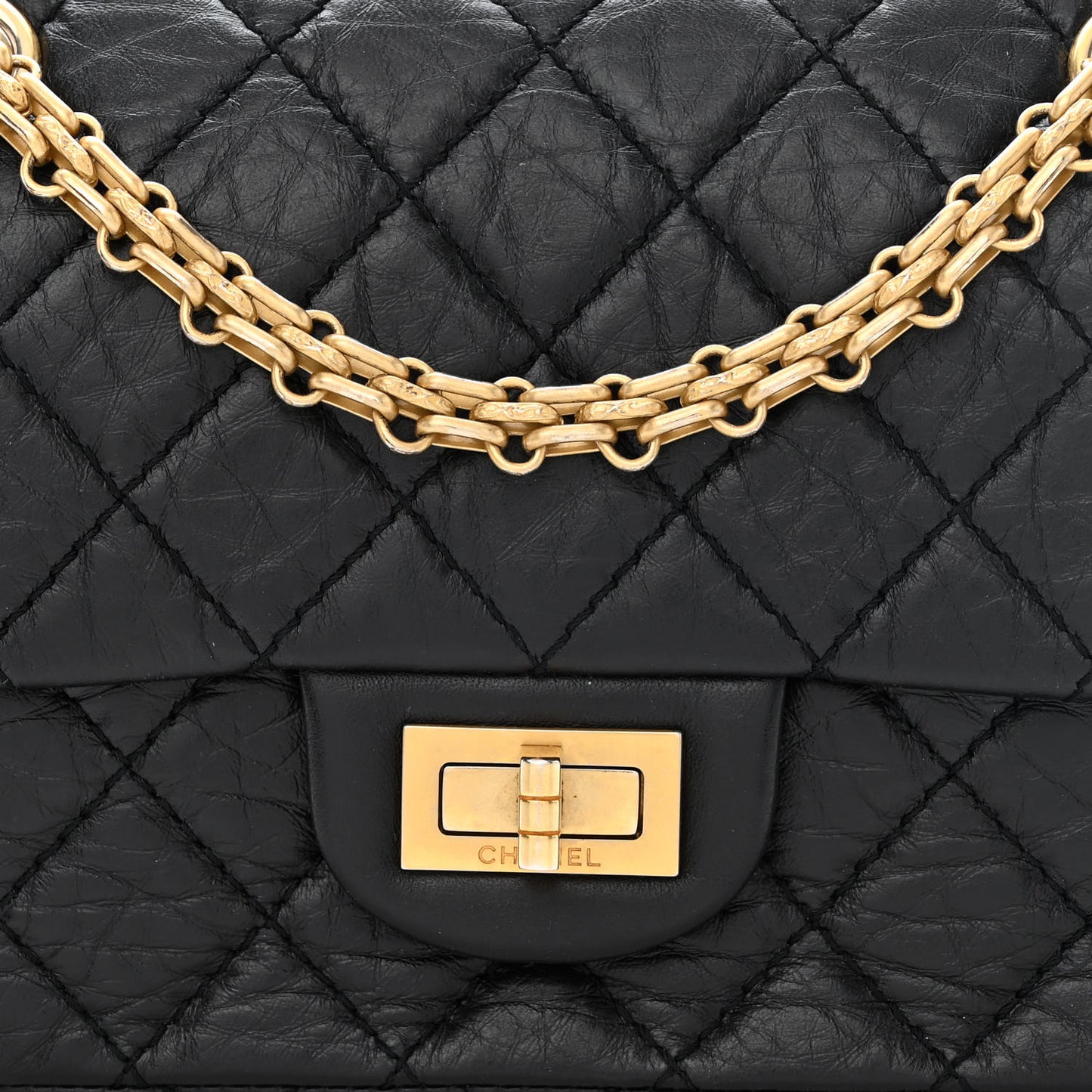 Aged Calfskin Quilted 2.55 Reissue Mini Flap Black