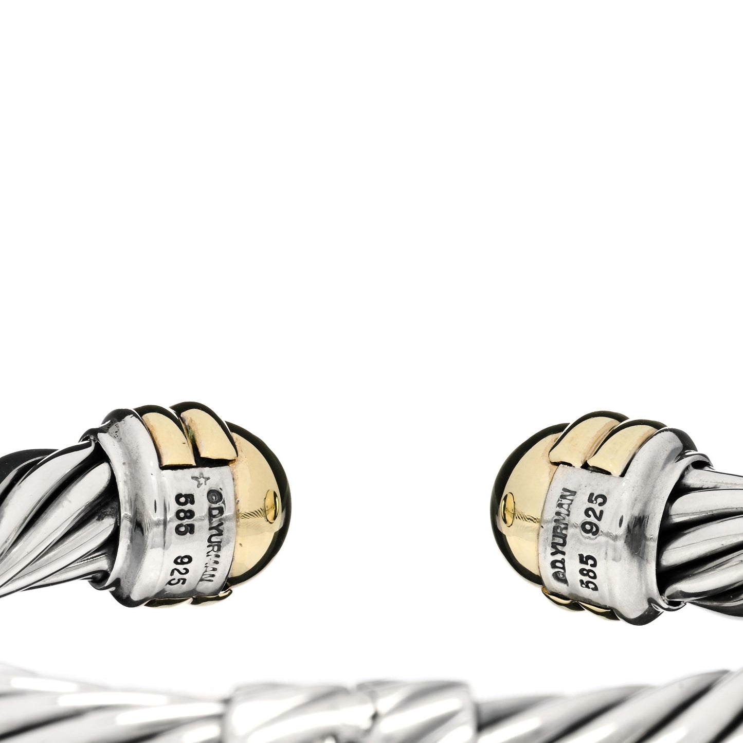 Sterling Silver 14K Yellow Gold 10mm Cable Classics Bracelet