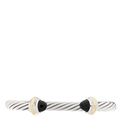 David Yurman Sterling Silver 14K Yellow Gold Black Onyx 7mm Cable Classics Bracelet 1 of 3