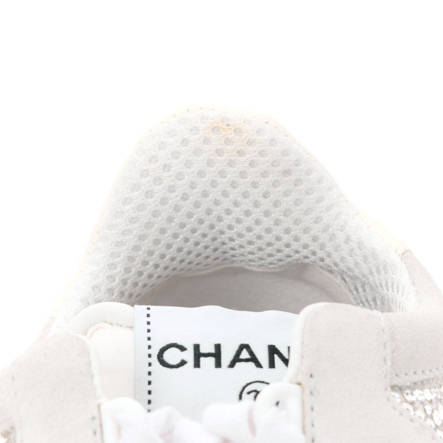 Calfskin Suede Crystal Womens CC Sneakers 36 White