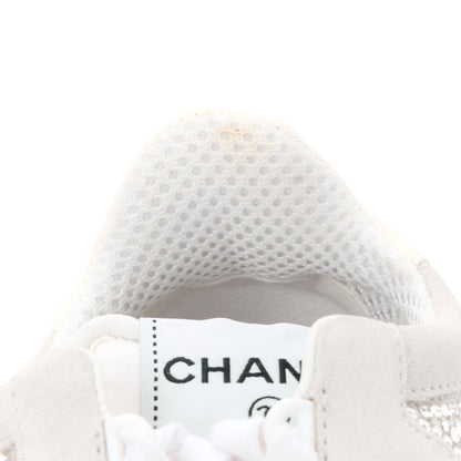 Chanel Calfskin Suede Crystal Womens CC Sneakers 36 White 10 of 11