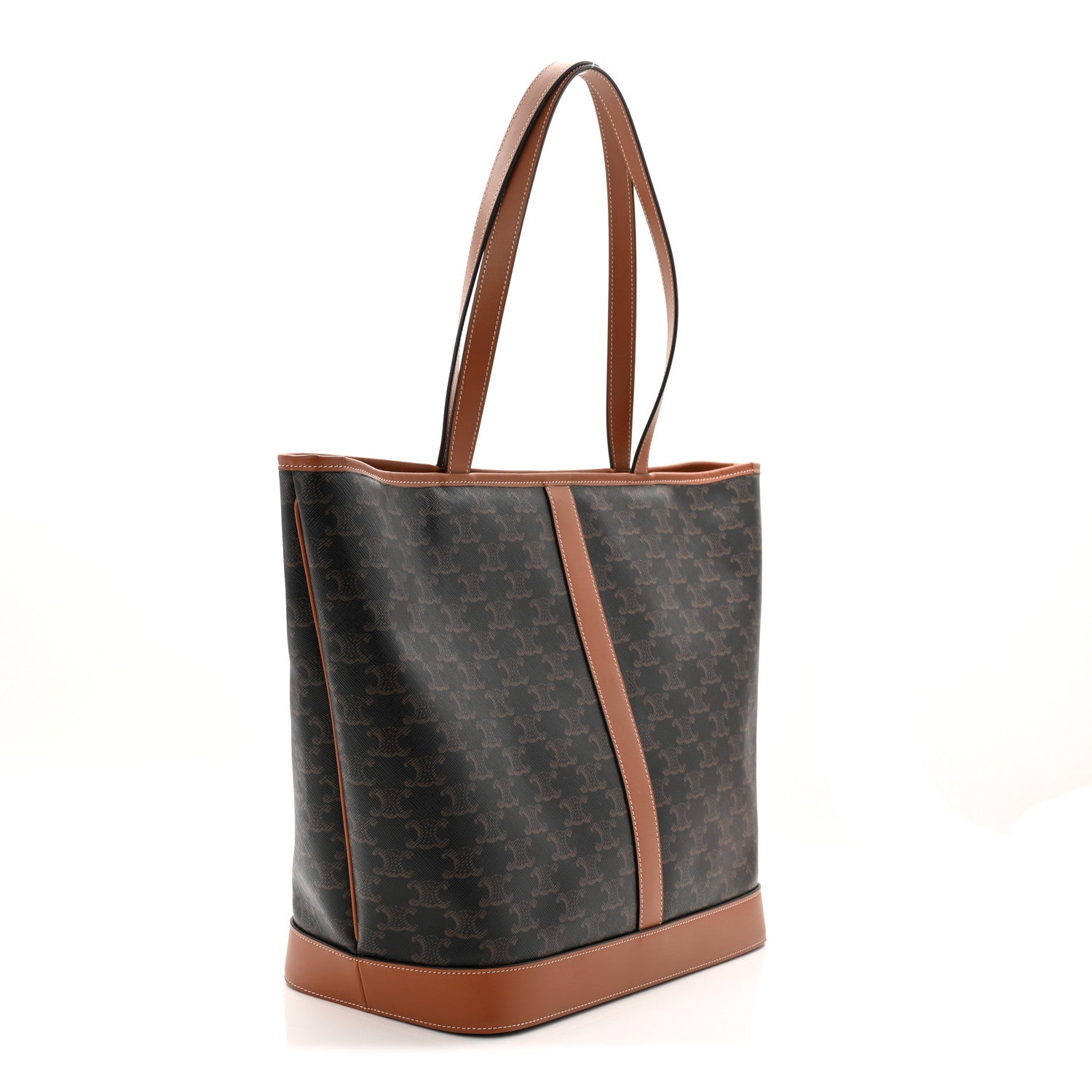 Celine Triomphe Canvas Calfskin Medium Cabas Bag Tan 3 of 10