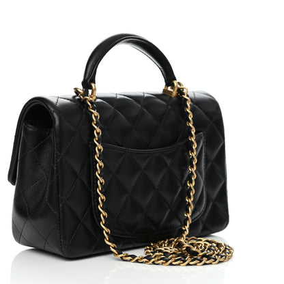 Chanel Lambskin Quilted Mini Top Handle Rectangular Flap Black 3 of 12