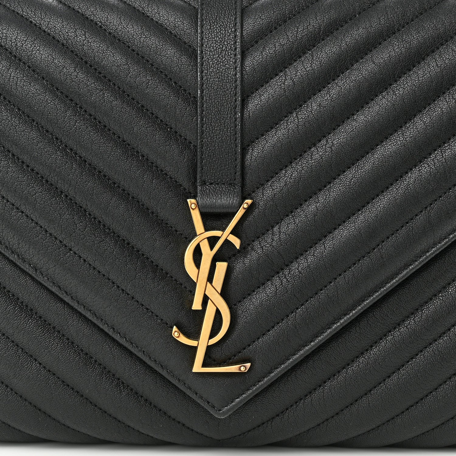 Saint Laurent Sheepskin Matelasse Chevron Monogram Large College Satchel Black 8 of 10
