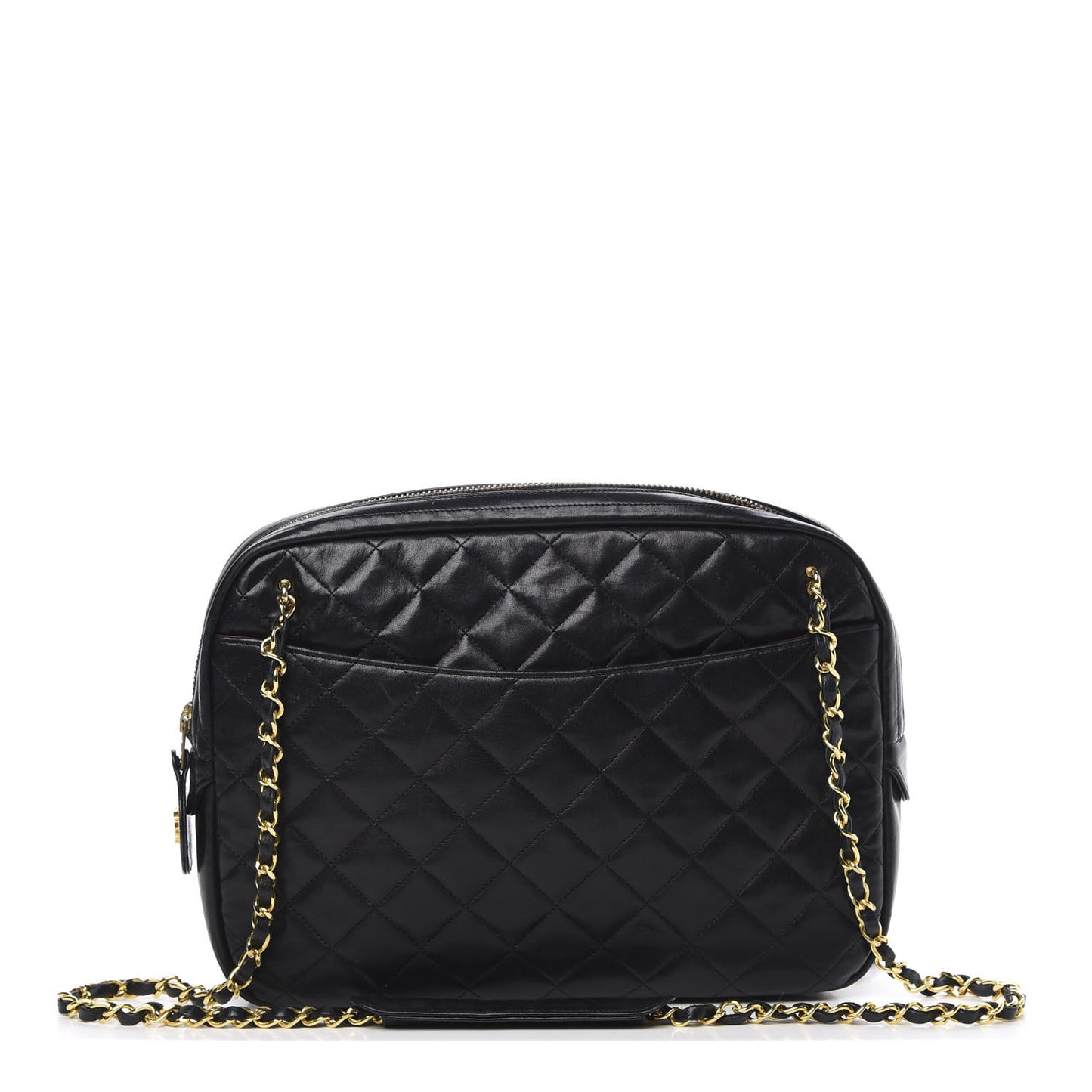 Lambskin Quilted Shoulder Bag Navy Blue