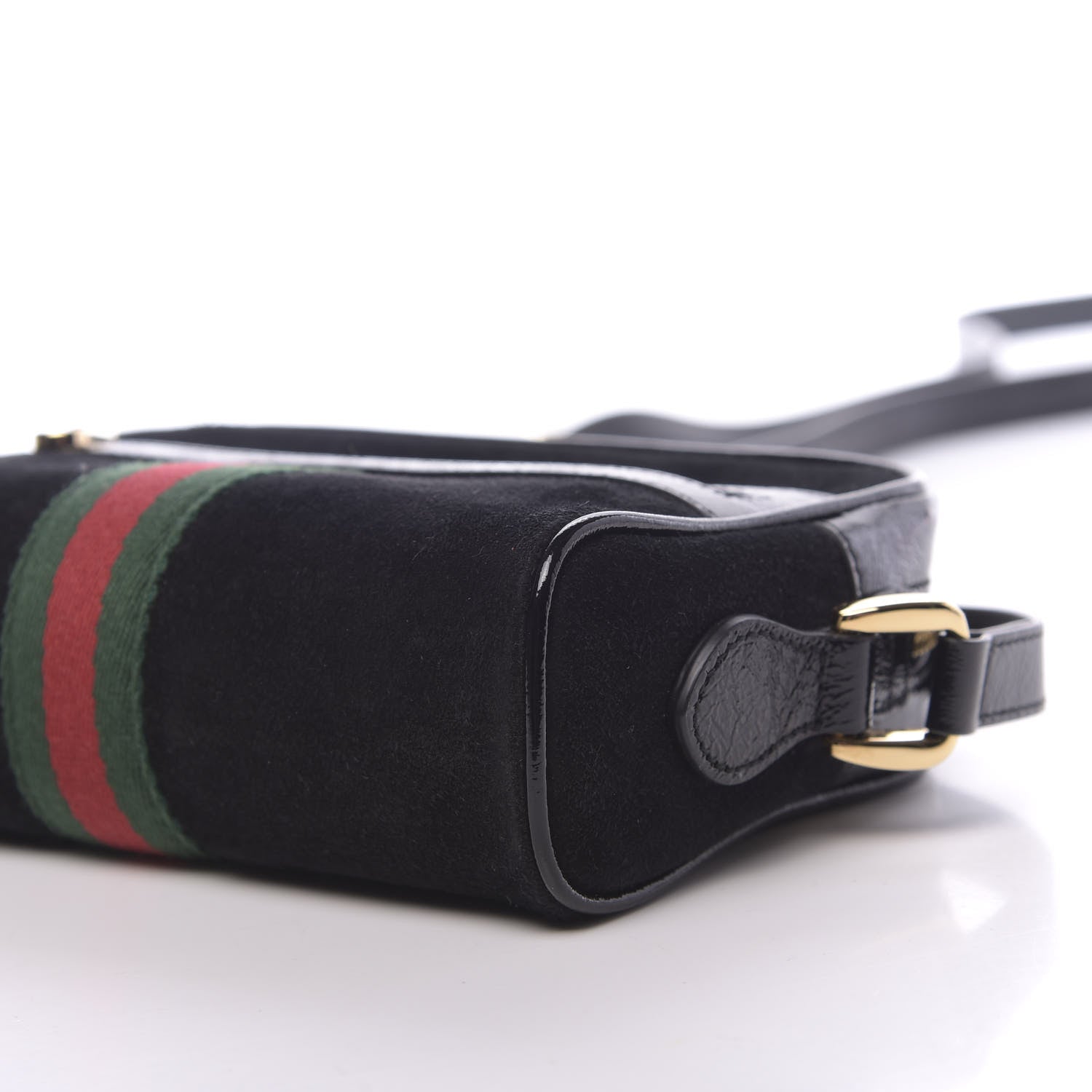 Gucci Suede Patent Web Mini Ophidia Shoulder Bag Black 10 of 10