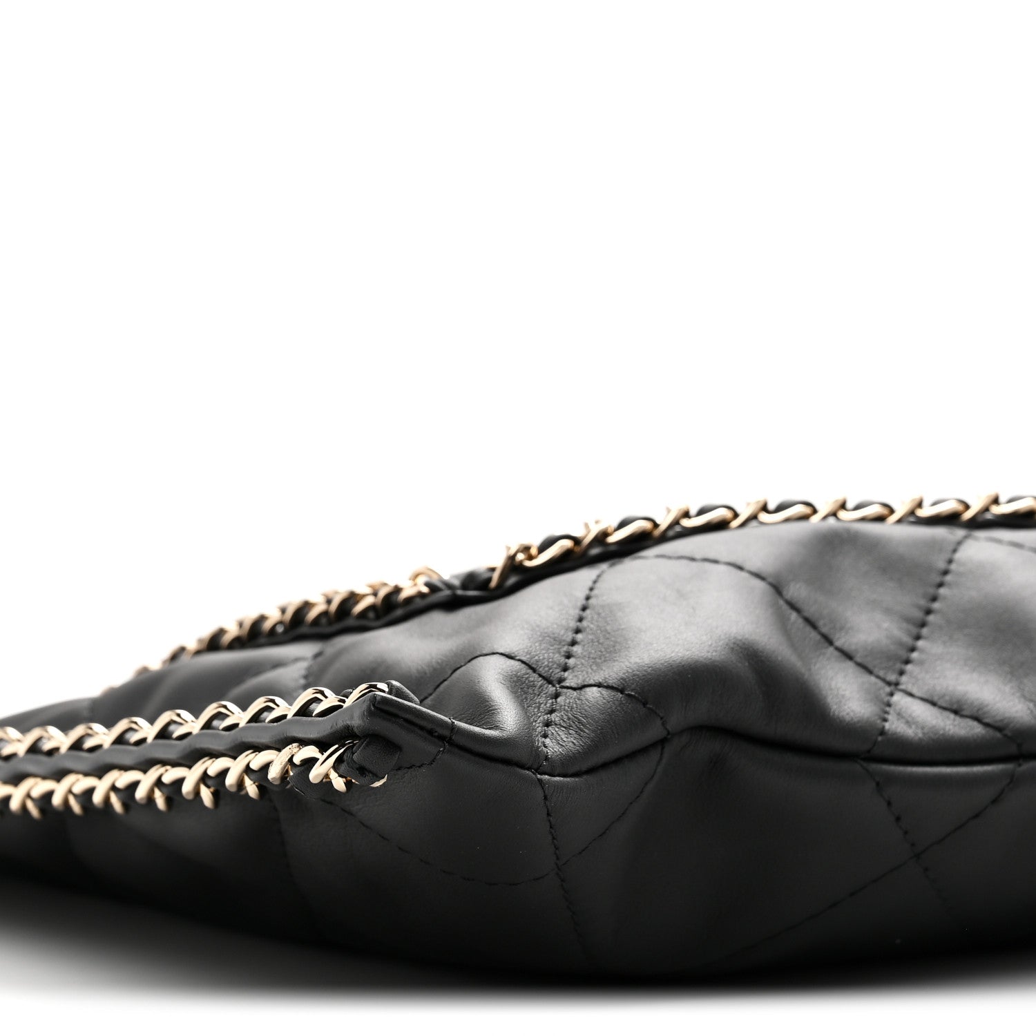 Chanel Calfskin Quilted Chain Flat Tote Black 9 of 11