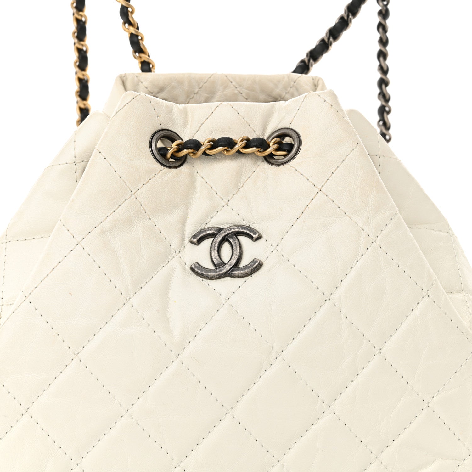 Chanel Aged Calfskin Quilted Small Gabrielle Backpack Black White 7 of 12