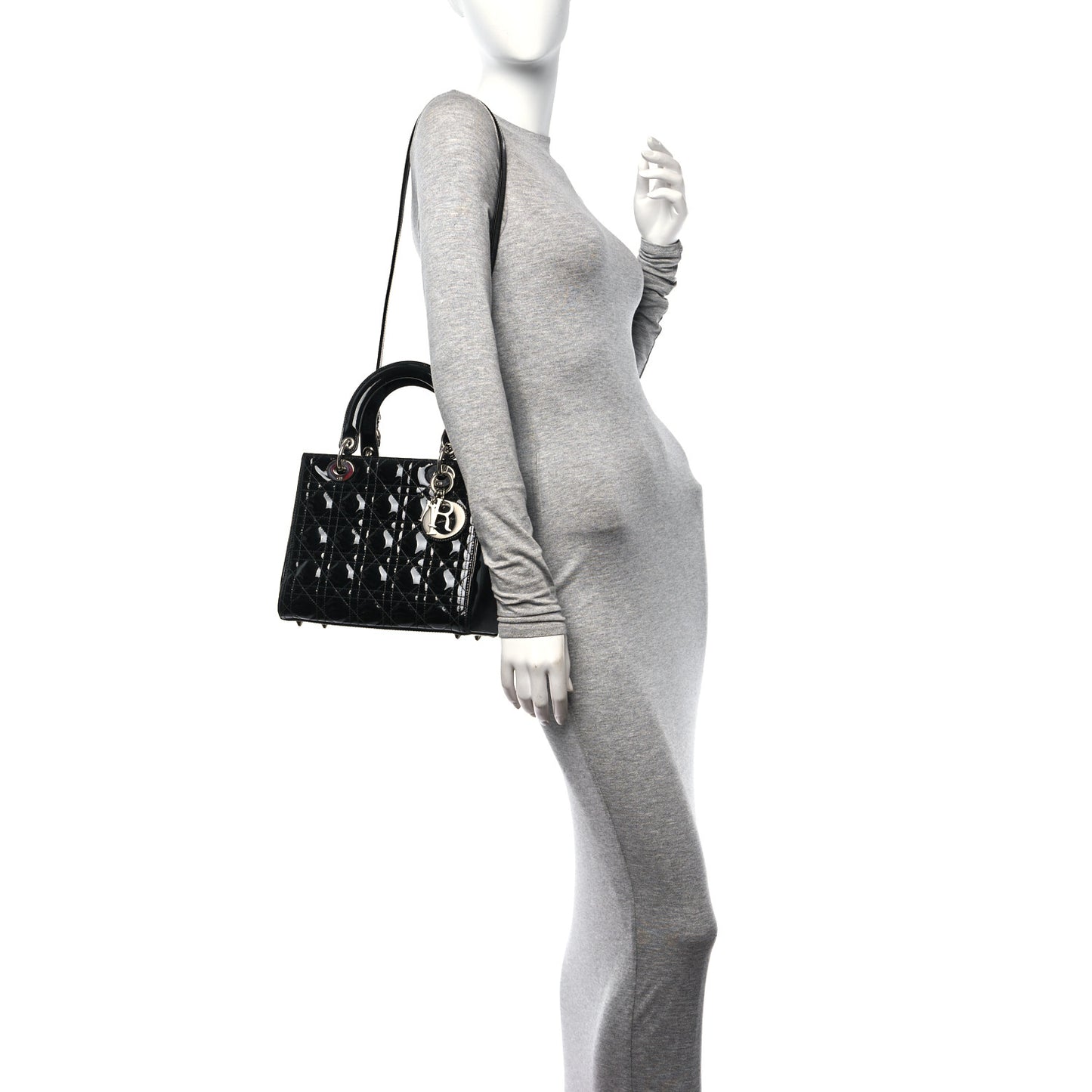 Patent Cannage Medium Lady Dior Black