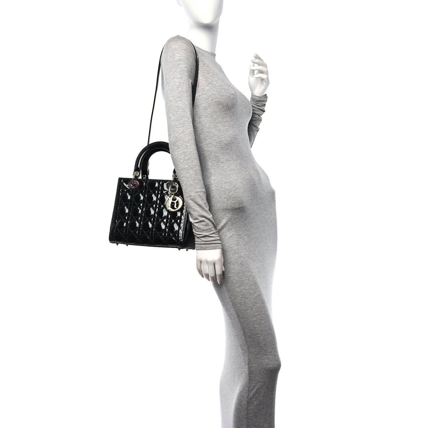 Christian Dior Patent Cannage Medium Lady Dior Black 2 of 12