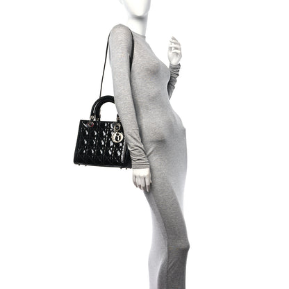 Christian Dior Patent Cannage Medium Lady Dior Black 2 of 12