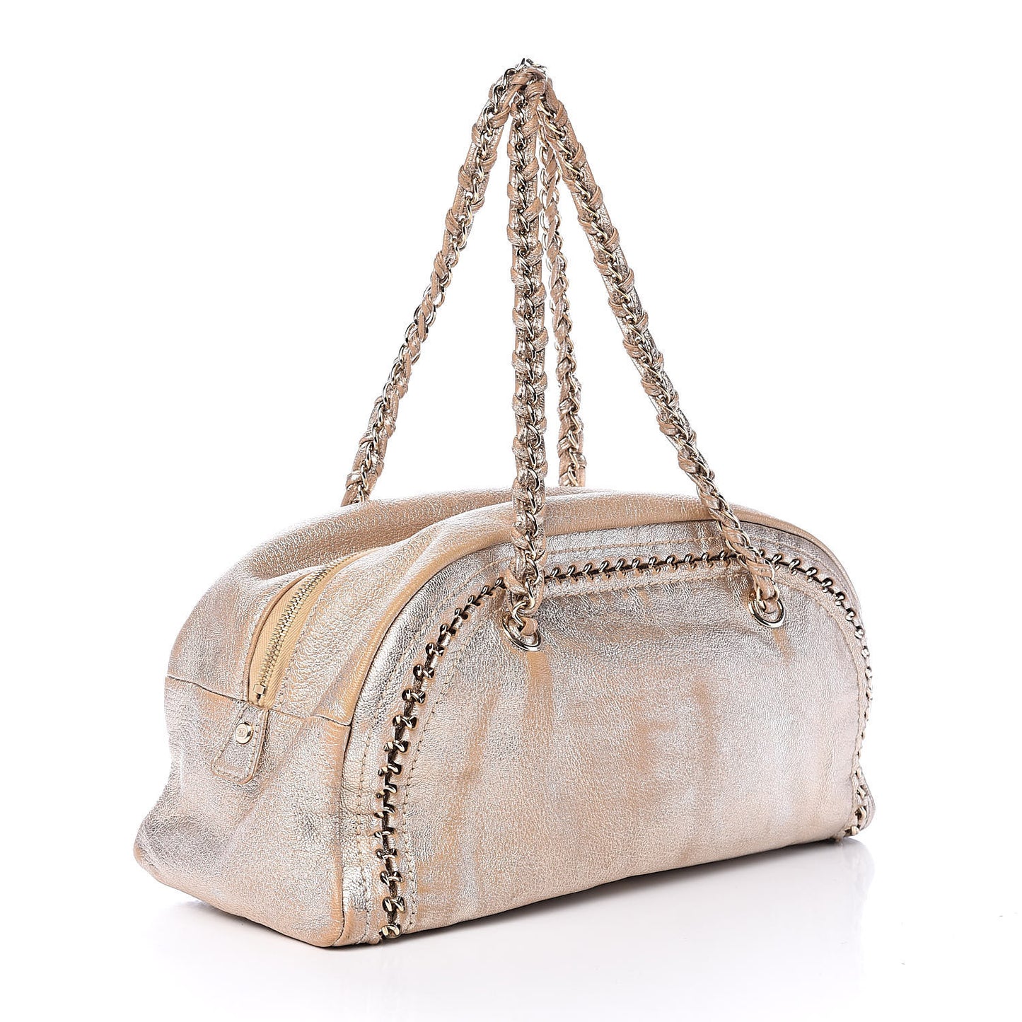 Metallic Goatskin Medium Luxe Ligne Bowler Gold
