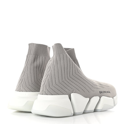 Balenciaga Ribbed Knit Womens Speed 2.0 Transparent Sole Sneakers 38 Baltic Grey White 4 of 9