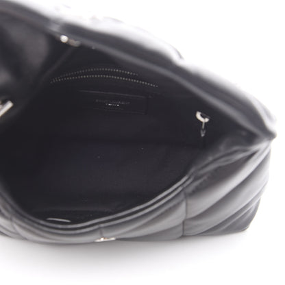 Saint Laurent Lambskin Quilted Toy Loulou Puffer Monogram Chain Satchel Black 5 of 11