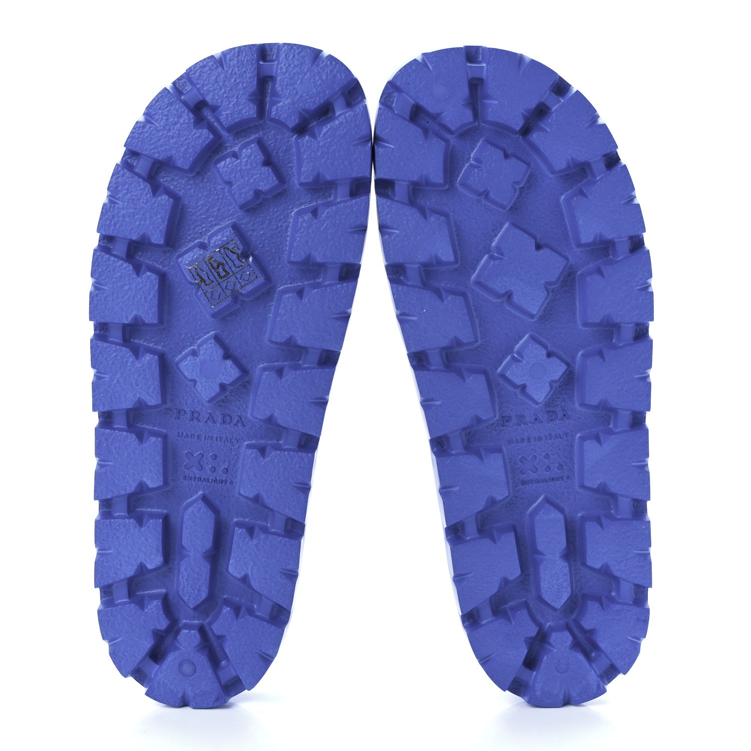 Prada EVA Rubber Triangle Logo Embossed Womens Lug Sole 20mm Slide Sandals 37 Azzurro 5 of 8