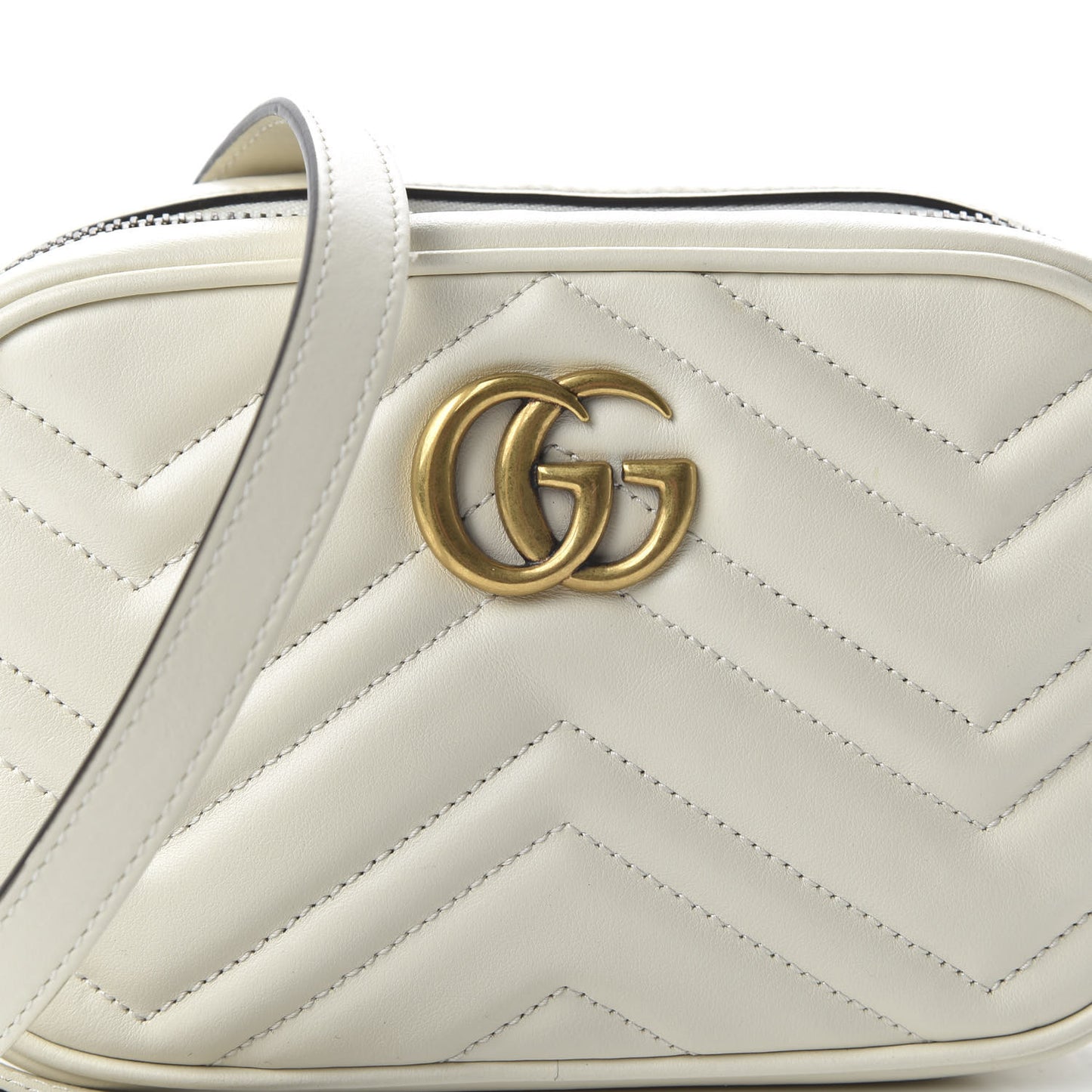 Calfskin Matelasse Mini GG Marmont Chain Shoulder Bag White