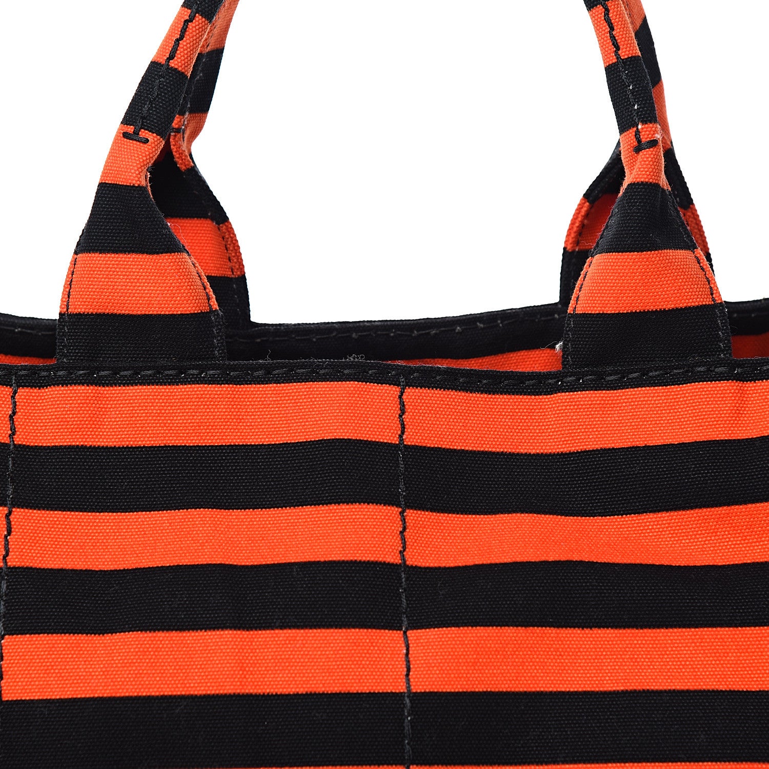 Prada Canapa Striped Tote Arancio 9 of 9