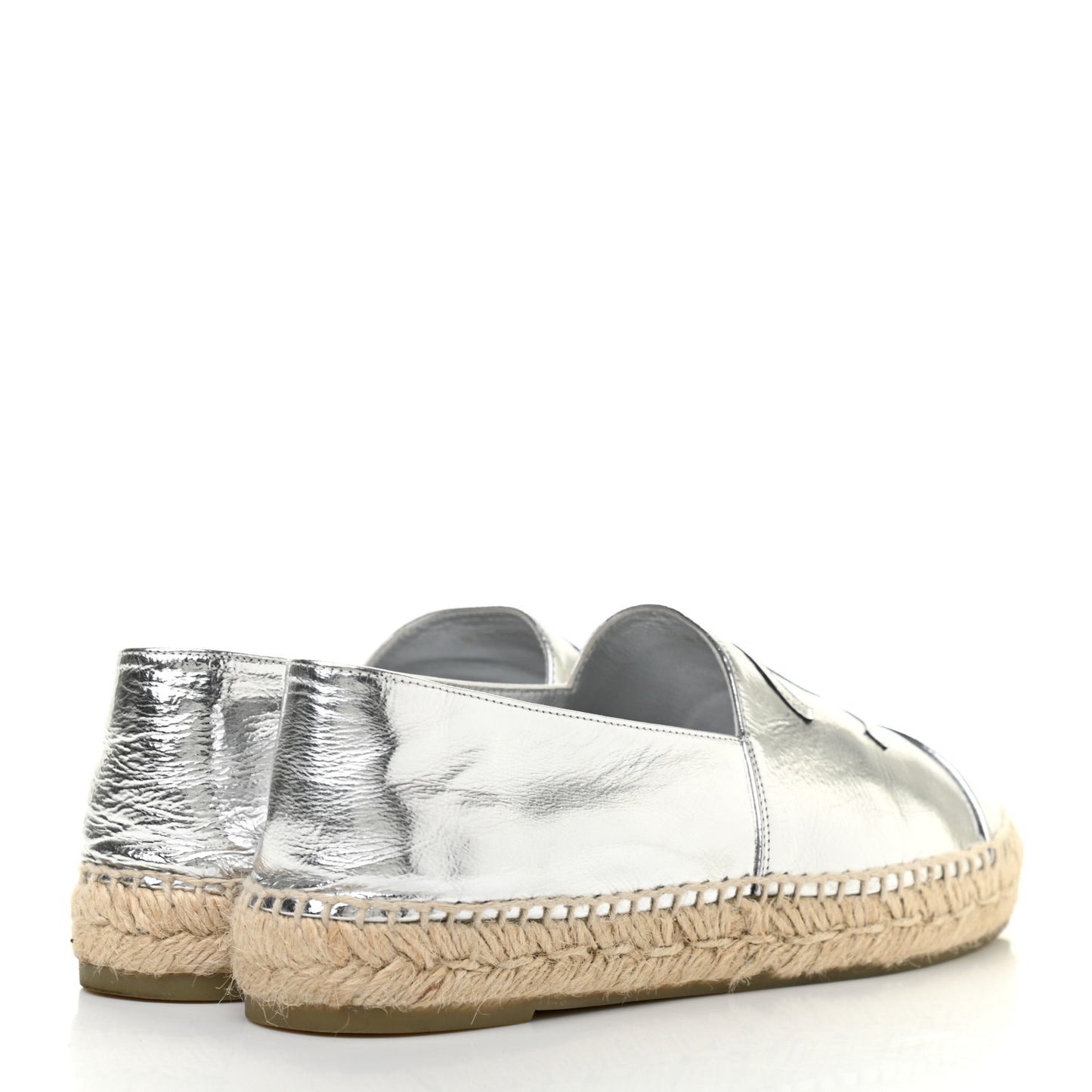 Laminated Goatskin CC Espadrilles 40 Silver