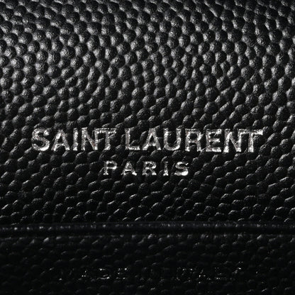 Saint Laurent Grain De Poudre Matelasse Chevron Monogram Monochrome Chain Wallet Black 10 of 17
