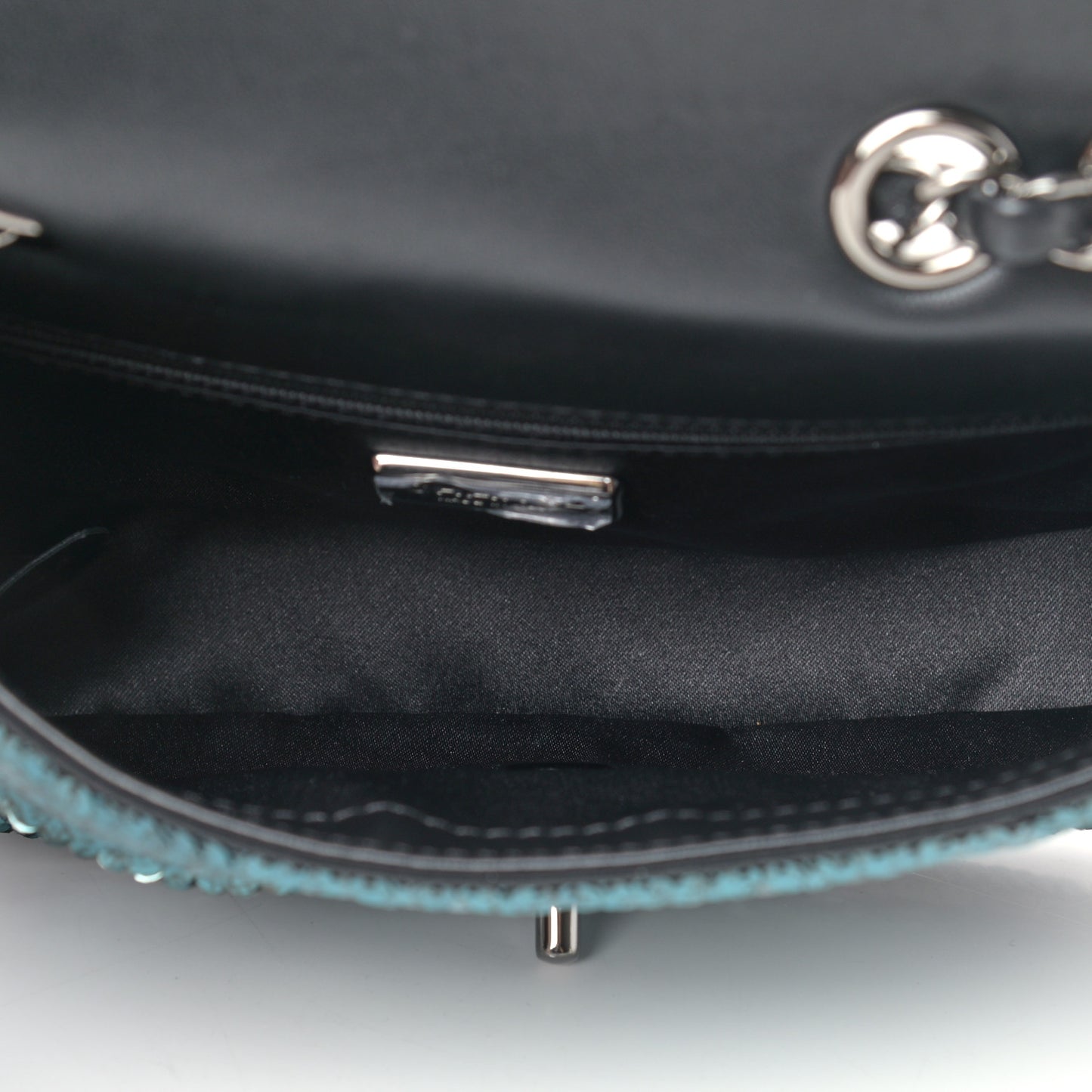 Sequin Lambskin Mini Flap Blue Black