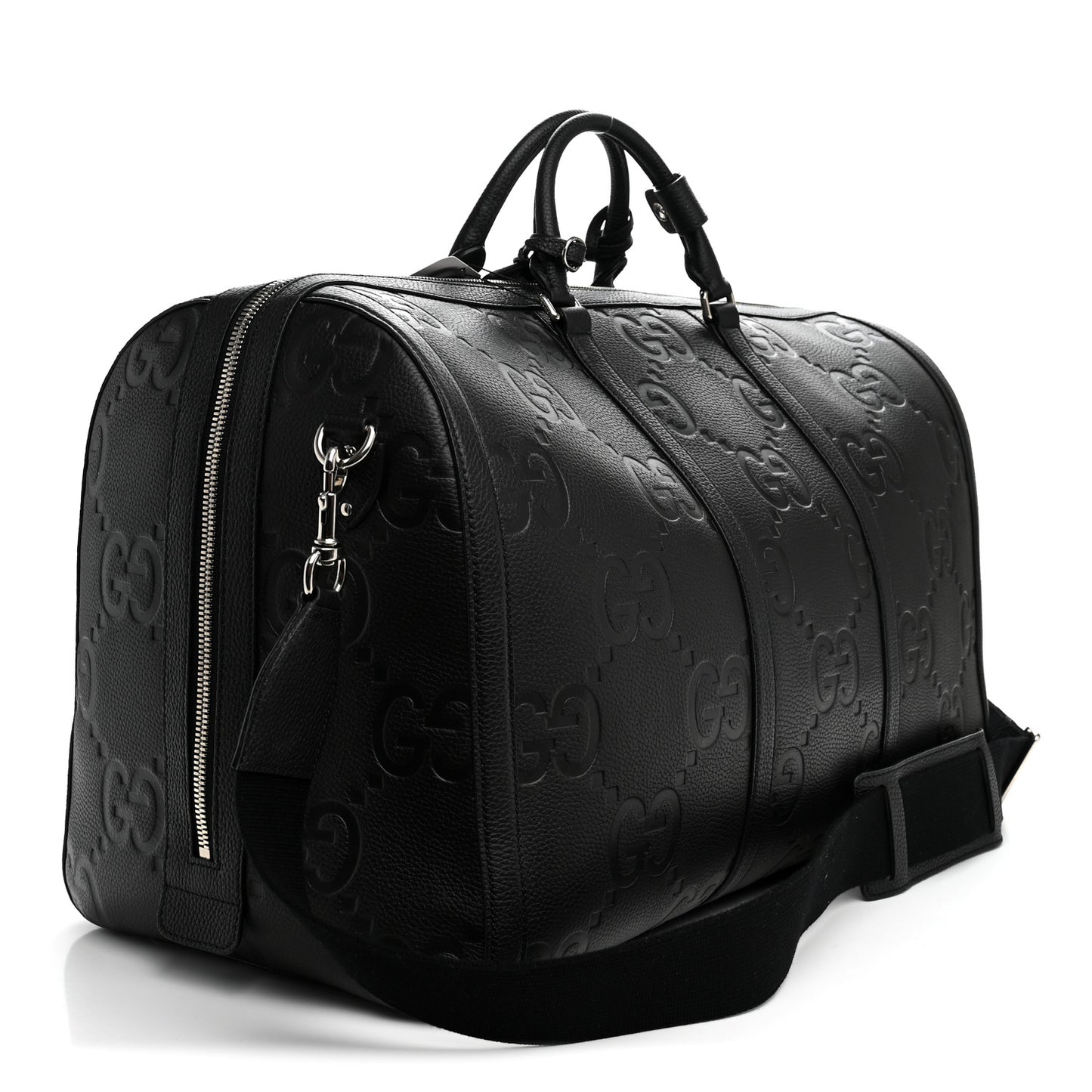 Piuma Calfskin Jumbo GG Embossed Large Duffle Bag Black