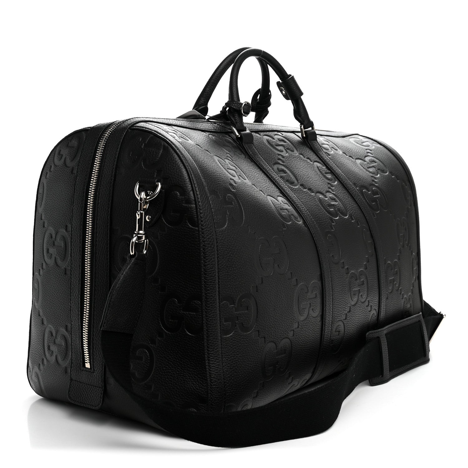 Gucci Piuma Calfskin Jumbo GG Embossed Large Duffle Bag Black 2 of 10