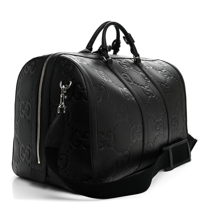 Gucci Piuma Calfskin Jumbo GG Embossed Large Duffle Bag Black 2 of 10