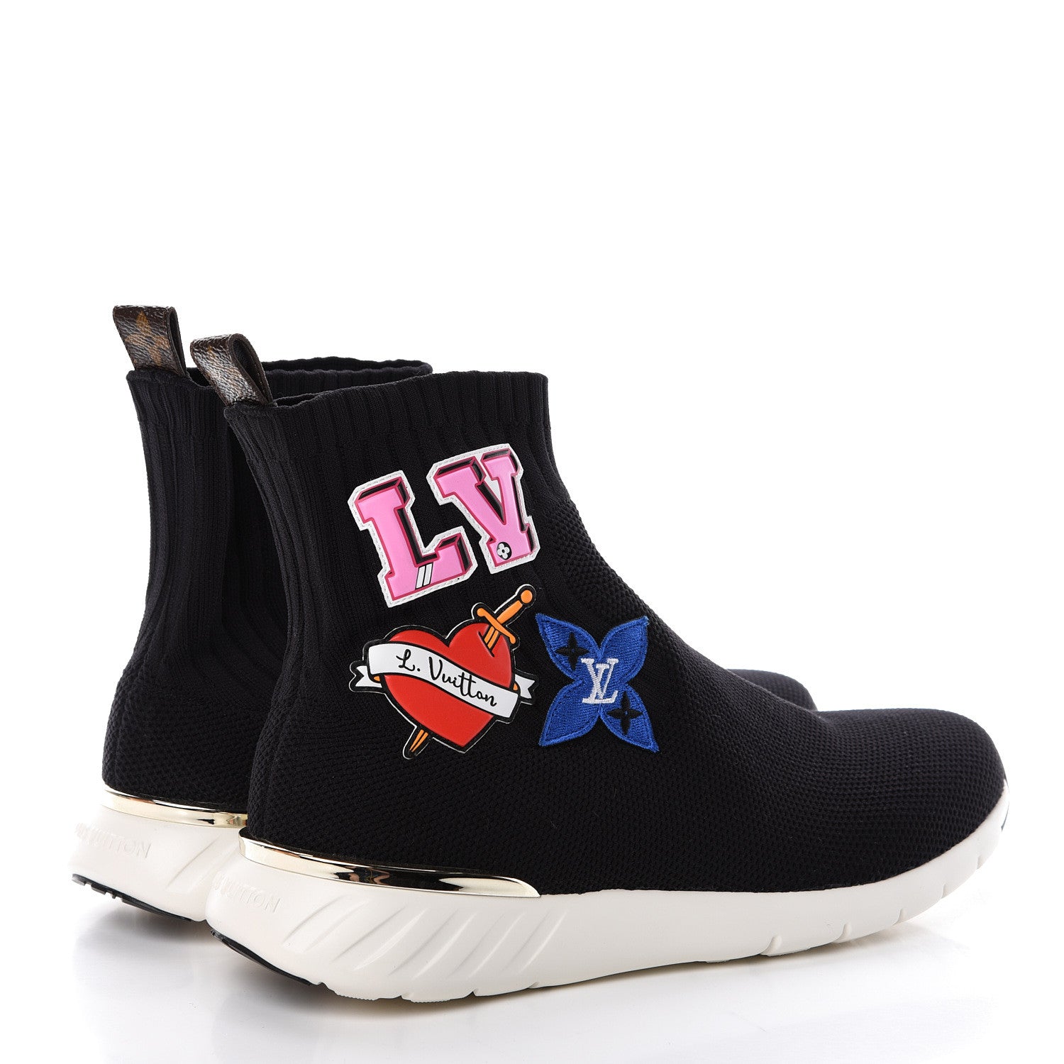 Louis Vuitton Stretch Fabric LV Black Heart Sock Sneaker 40 Black 4 of 10