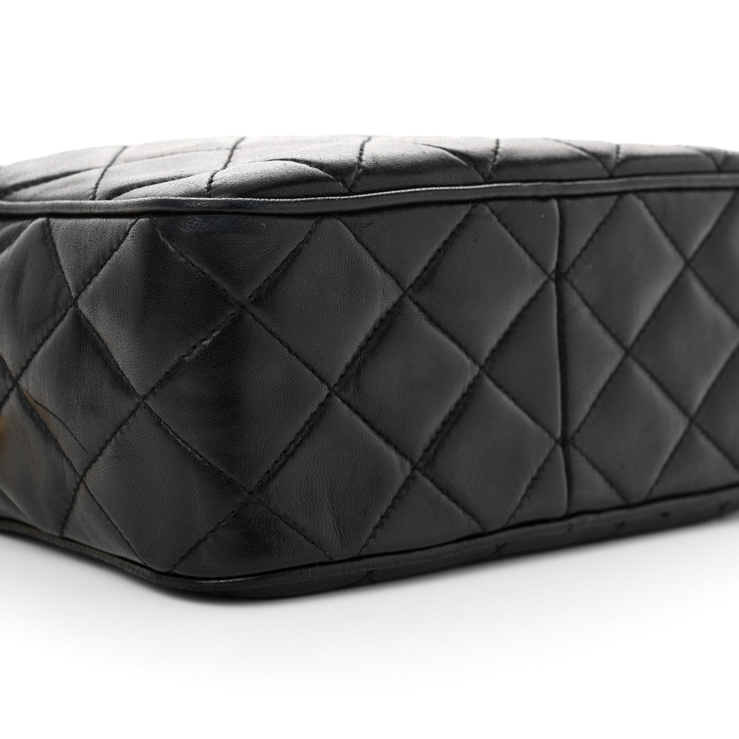 Chanel Lambskin Quilted Small Diamond CC Camera Case Black 11 of 15