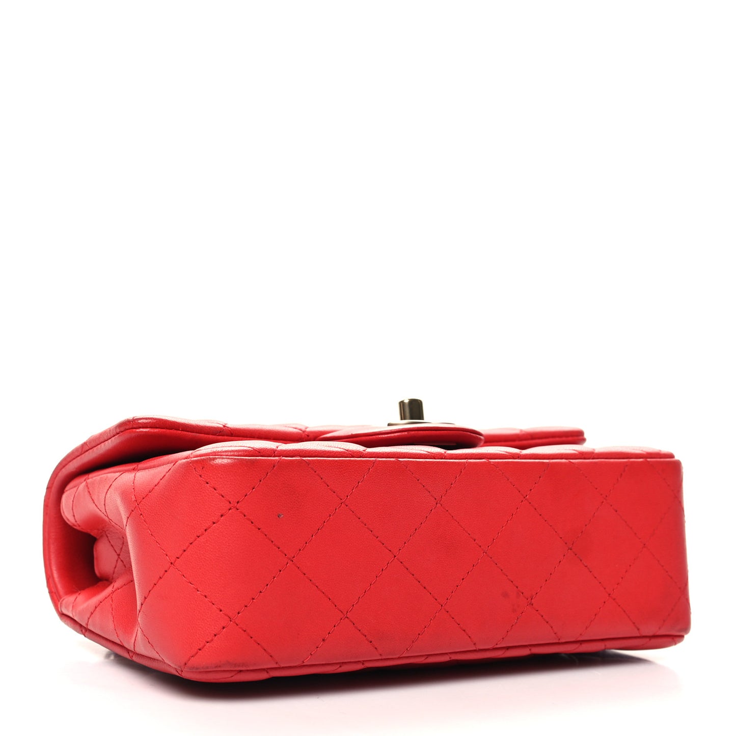 Lambskin Quilted Mini Rectangular Flap Red