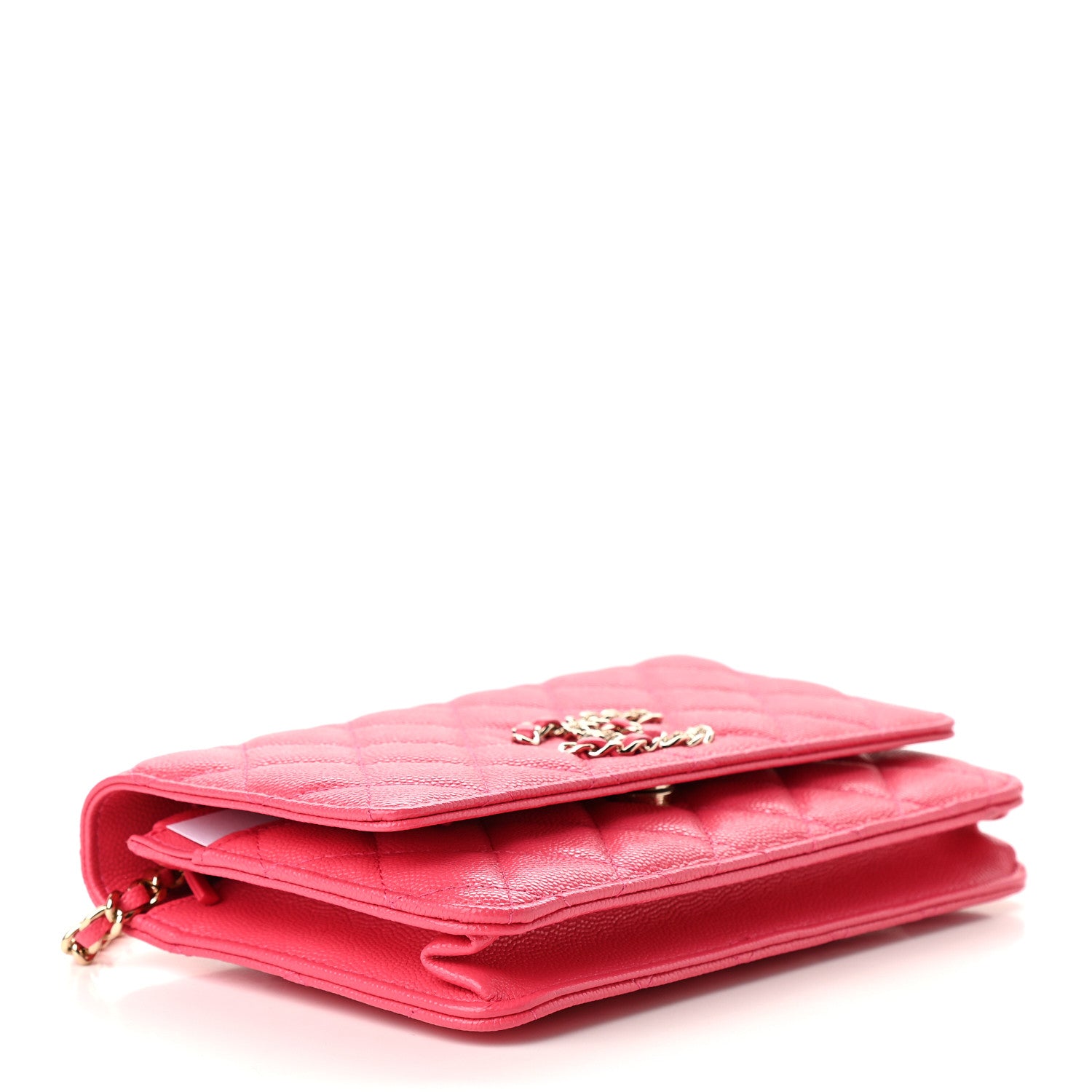 Chanel Caviar Quilted French New Wave Chain CC Wallet On Chain WOC Pink 4 of 10
