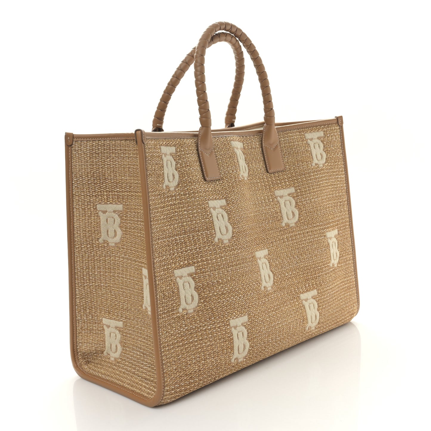 Raffia Calfskin Large Freya Tote Natural