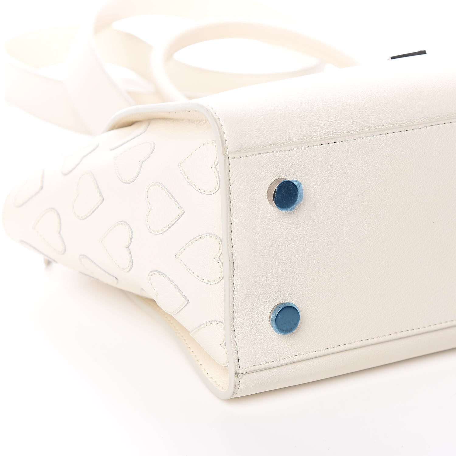 Saint Laurent Smooth Calfskin Heart Embroidered Baby Monogram Downtown Cabas New Milk 10 of 16