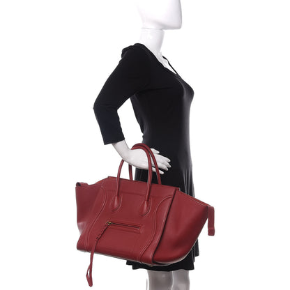Celine Supple Calfskin Medium Phantom Luggage Red 2 of 9