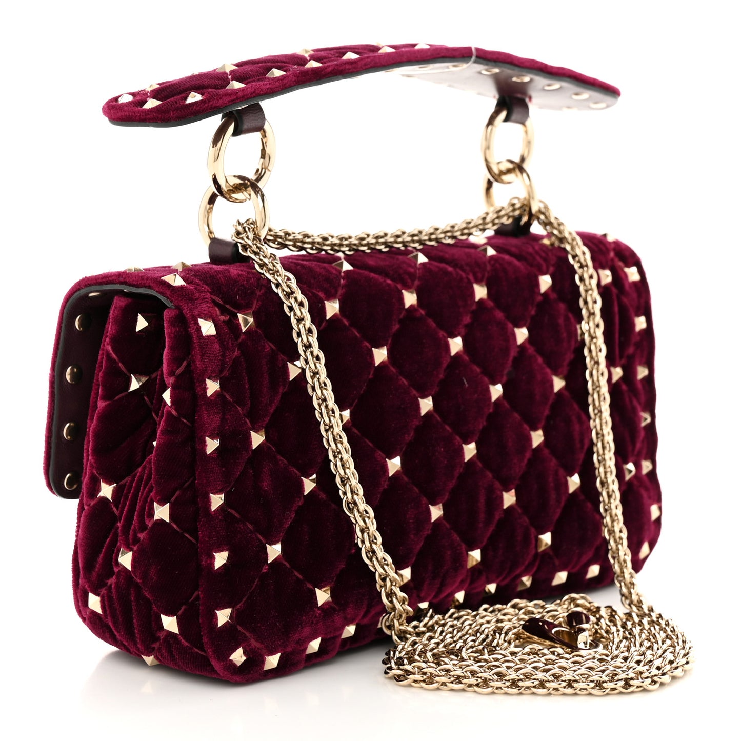 Velvet Small Rockstud Spike Shoulder Bag Rubino