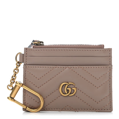 Gucci Calfskin Matelasse GG Marmont Key Case Card Holder Porcelain Rose 1 of 7