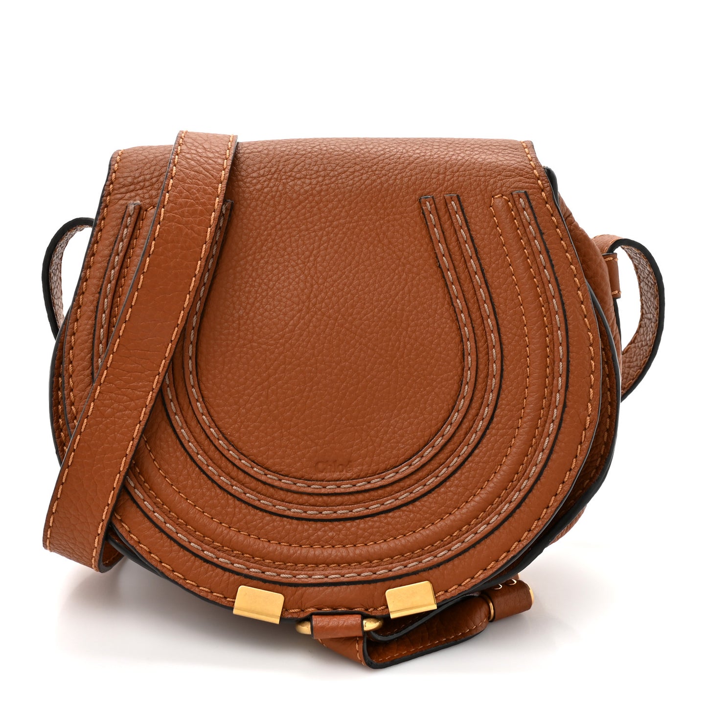 Calfskin Mini Marcie Round Crossbody Bag Tan