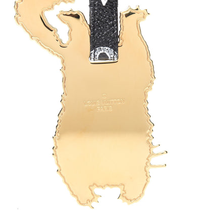 Louis Vuitton Catogram Flying Cat Bag Charm Key Holder Gold Black 3 of 5