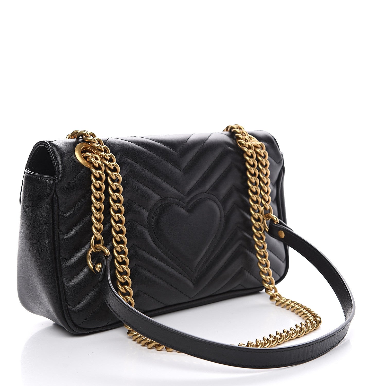Gucci Calfskin Matelasse Small GG Marmont Shoulder Bag Black 2 of 9