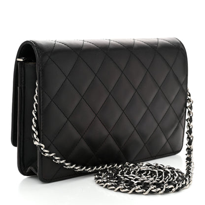 Chanel Calfskin Quilted Cambon Wallet on Chain WOC Black Silver 3 of 11