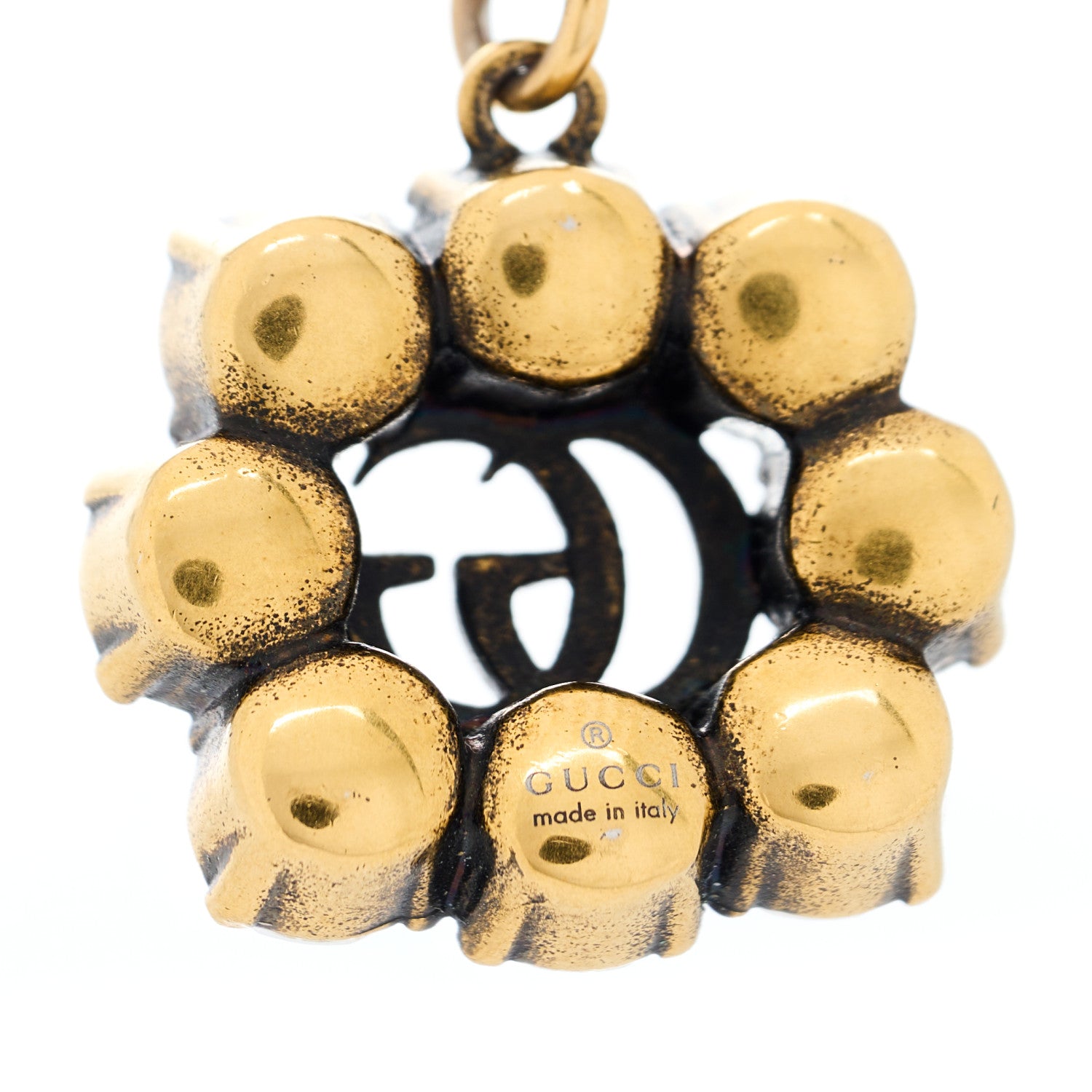Gucci Crystal Embellished Double G Necklace Aged Gold 4 of 4
