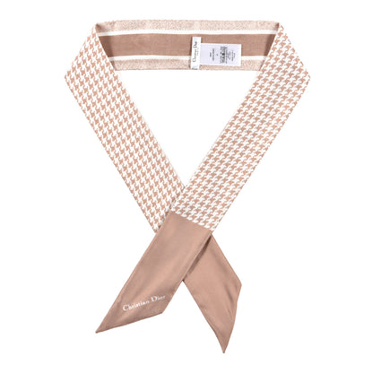 Christian Dior Silk Houndstooth Mitzah Scarf Beige 1 of 3