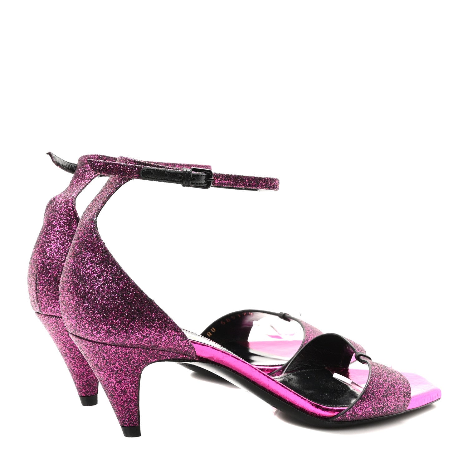 Saint Laurent Metallic Sparkle Fabric Sandal 36 Fuchsia 5 of 8