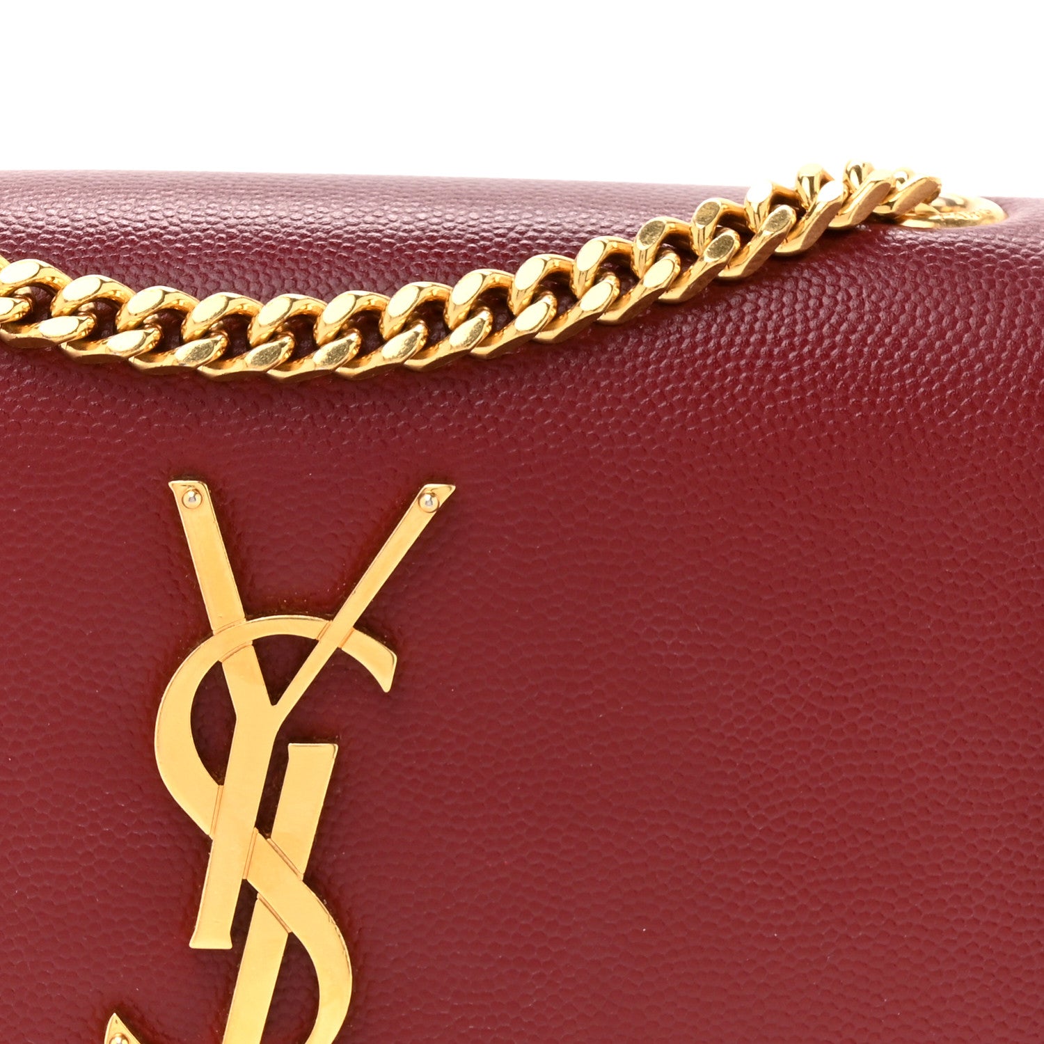 Saint Laurent Grain De Poudre Small Monogram Kate Satchel Red 8 of 14