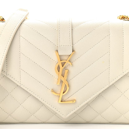 Saint Laurent Grain De Poudre Textured Mixed Matelasse Triquilt Small Monogram Satchel Crema Soft 7 of 11