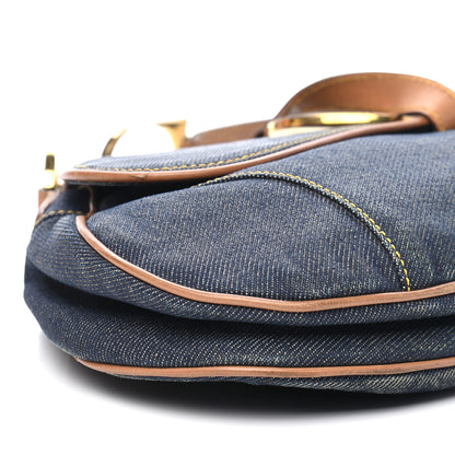 Christian Dior Denim Calfskin Saddle Bag Blue 8 of 9