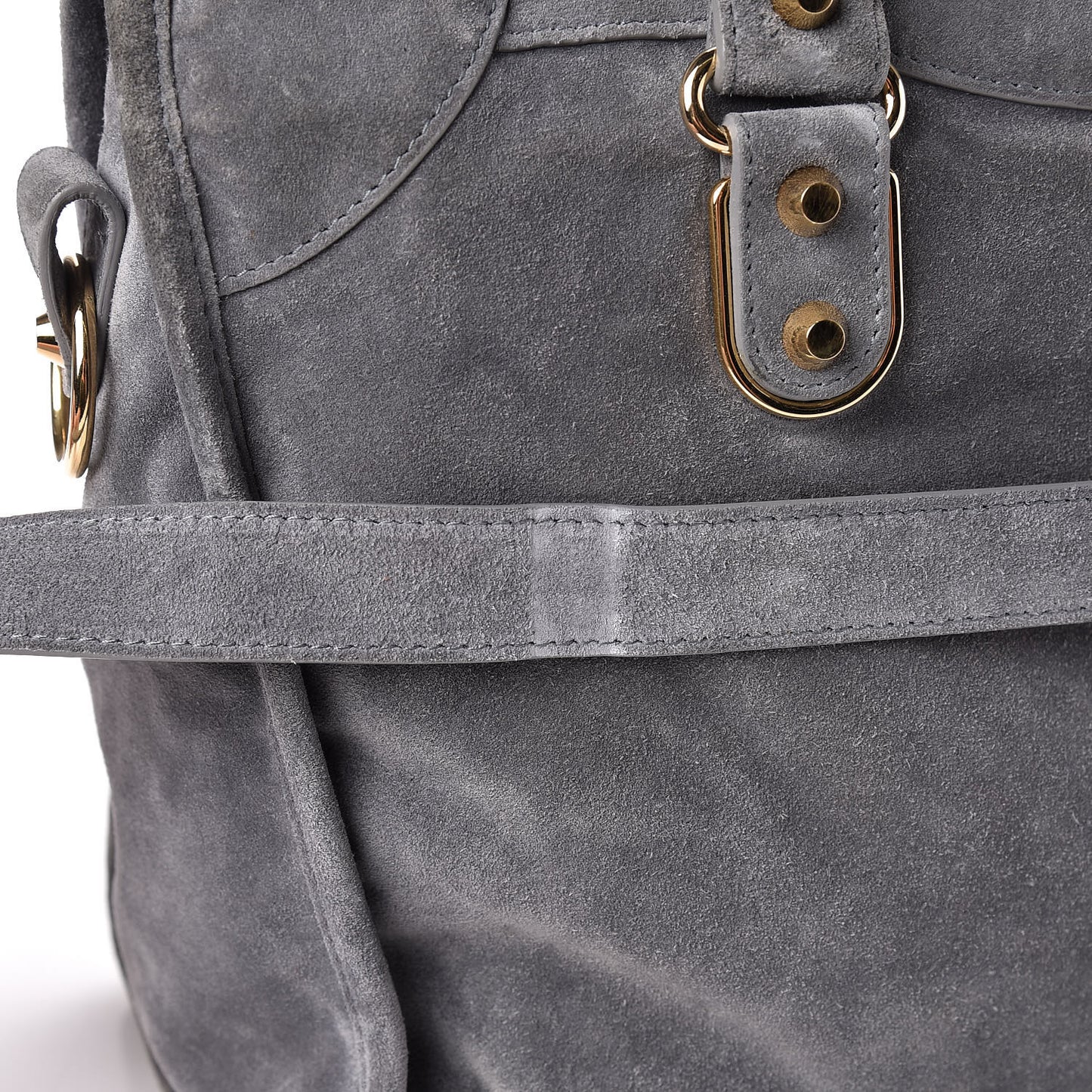 Baby Daim Suede Gold Metallic Edge Hardware City Gris Plomb