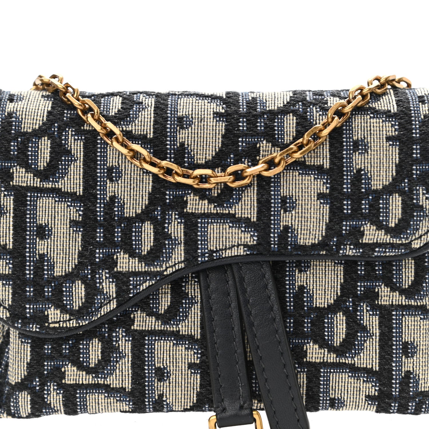 Christian Dior Oblique Nano Saddle Chain Pouch Blue 8 of 11